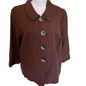 Avenue women’s blazer size 18/20 linen blend brown jacket top brown button up